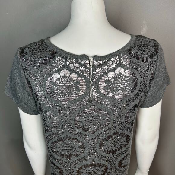 Anthropologie Moth sweater small gray metallic fairy holiday royal cotton - Picture 6 of 10